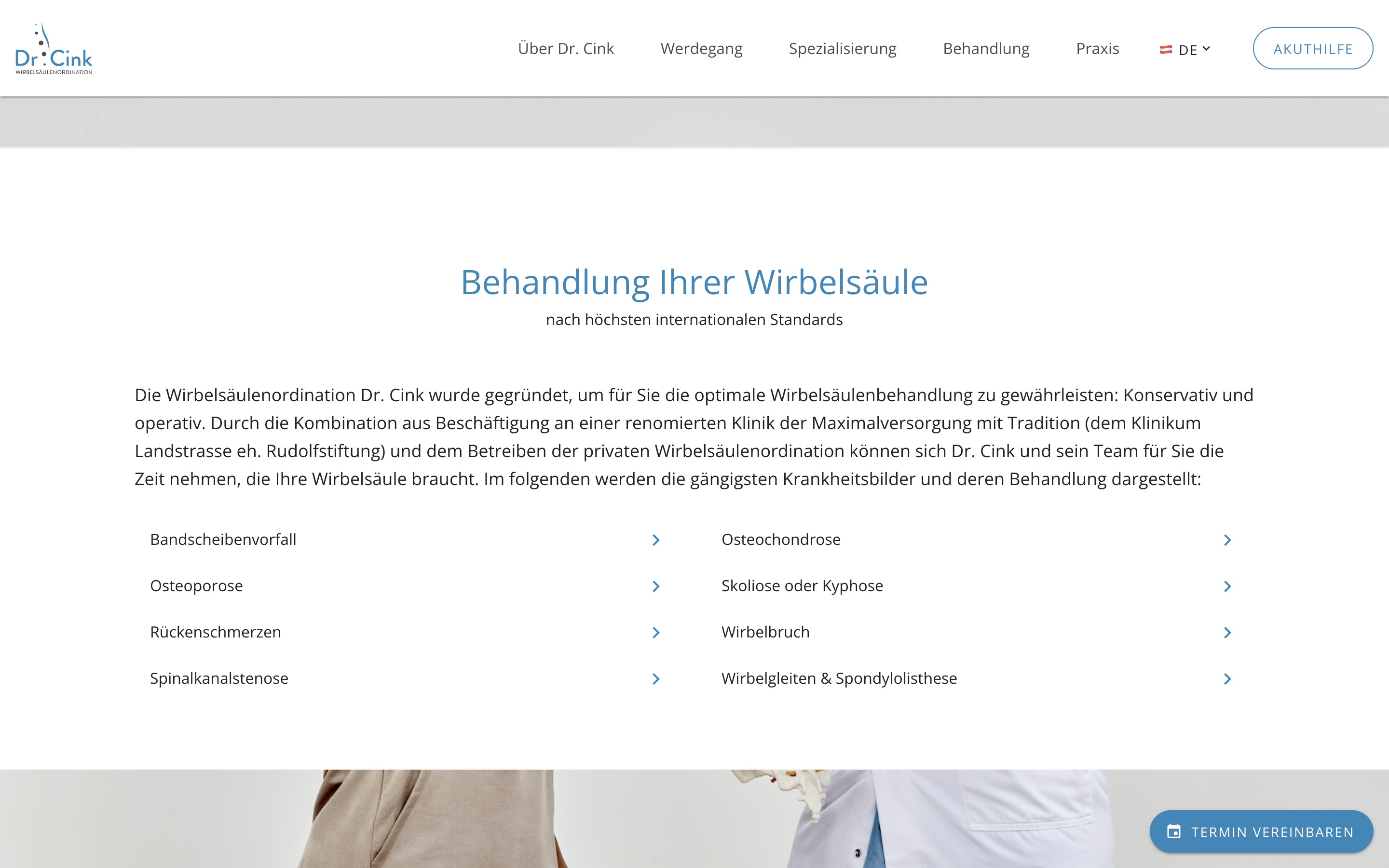 Wirbelsäulenordination Dr. Cink Behandlungsangebot